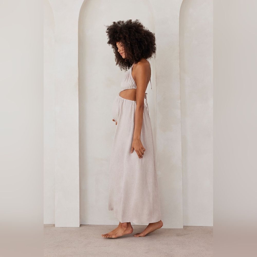 Bumpsuit Cut Out Linen Blend Dress - Picture 2 of 14